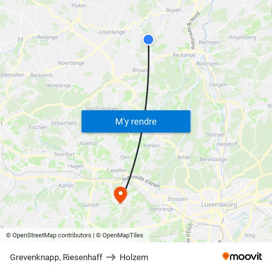 Grevenknapp, Riesenhaff to Holzem map