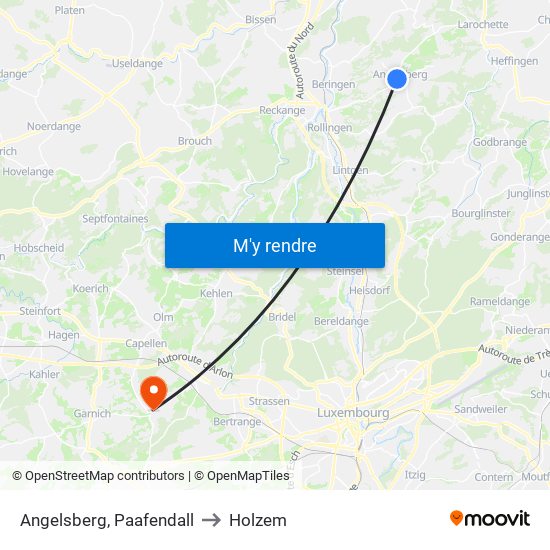 Angelsberg, Paafendall to Holzem map