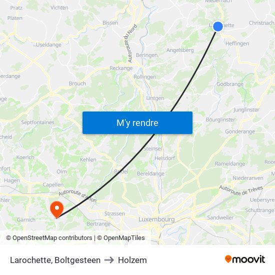 Larochette, Boltgesteen to Holzem map