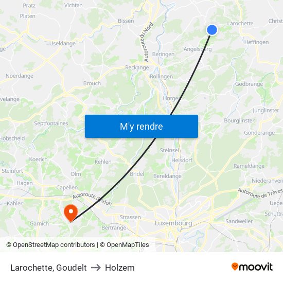 Larochette, Goudelt to Holzem map