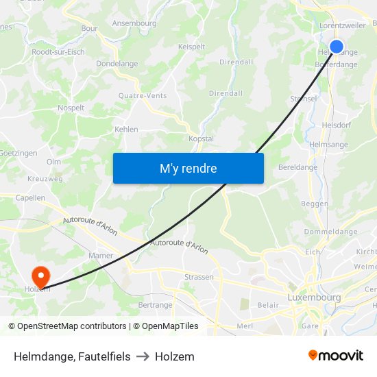 Helmdange, Fautelfiels to Holzem map