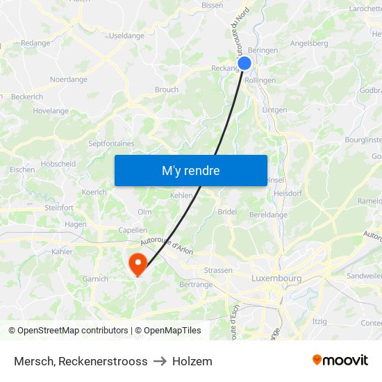 Mersch, Reckenerstrooss to Holzem map