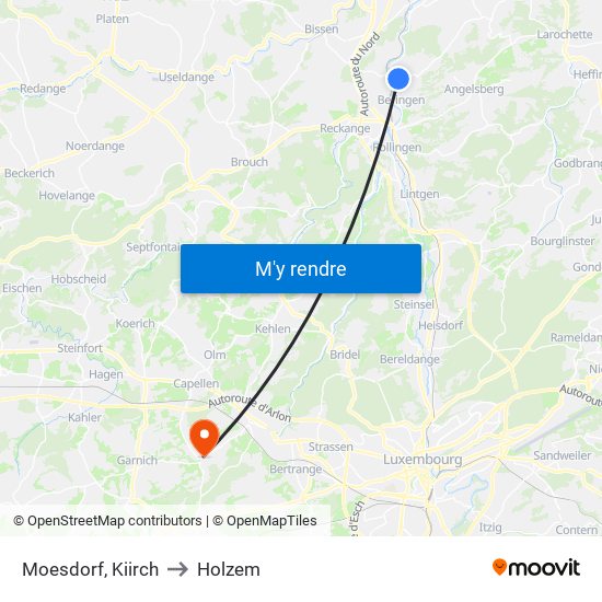 Moesdorf, Kiirch to Holzem map