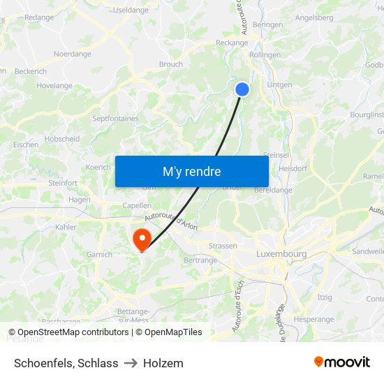 Schoenfels, Schlass to Holzem map