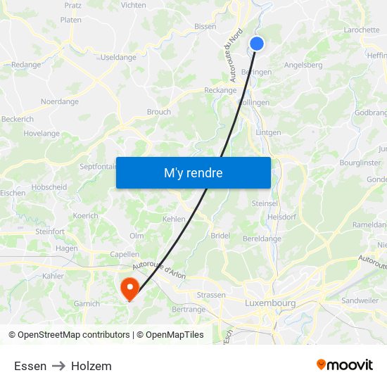 Essen to Holzem map