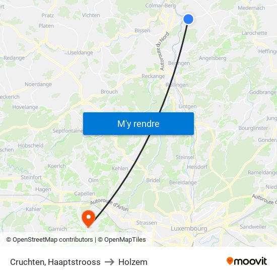 Cruchten, Haaptstrooss to Holzem map