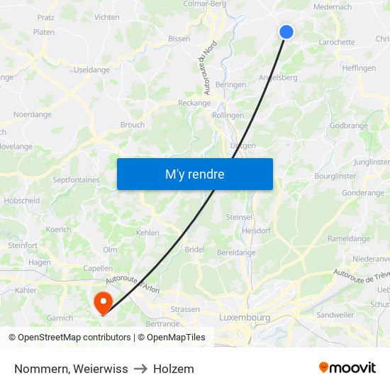 Nommern, Weierwiss to Holzem map