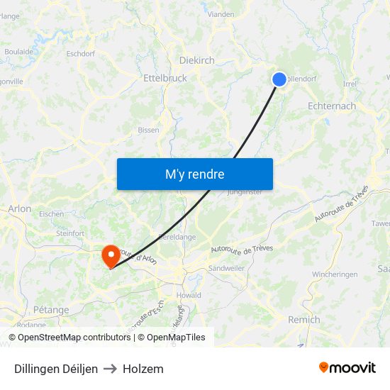 Dillingen Déiljen to Holzem map