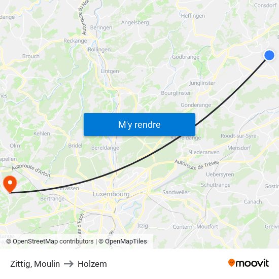 Zittig, Moulin to Holzem map