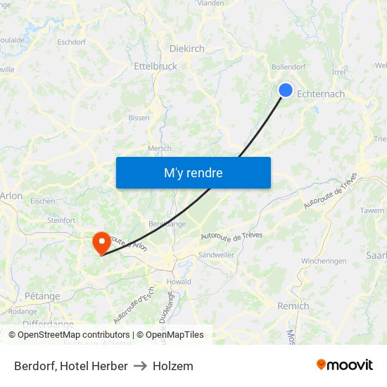 Berdorf, Hotel Herber to Holzem map