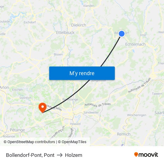 Bollendorf-Pont, Pont to Holzem map