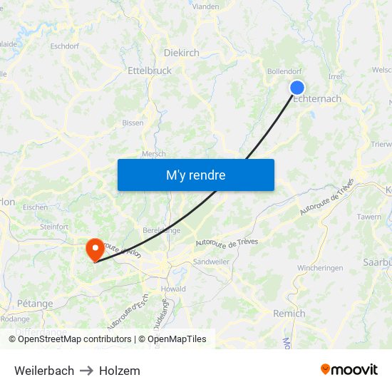 Weilerbach to Holzem map