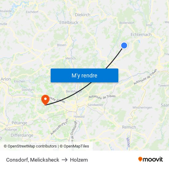 Consdorf, Melicksheck to Holzem map