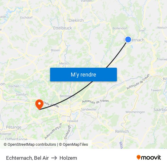 Echternach, Bel Air to Holzem map