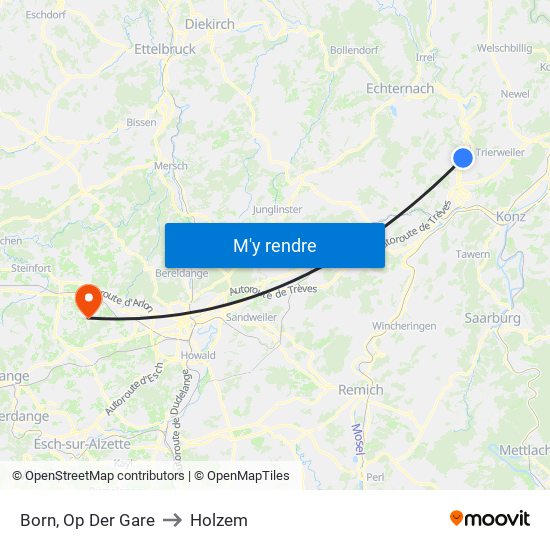 Born, Op Der Gare to Holzem map