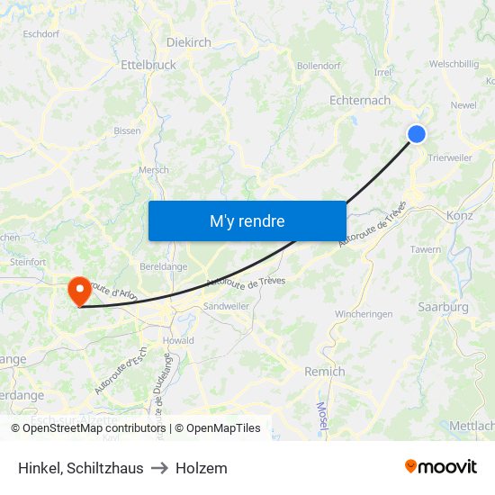 Hinkel, Schiltzhaus to Holzem map