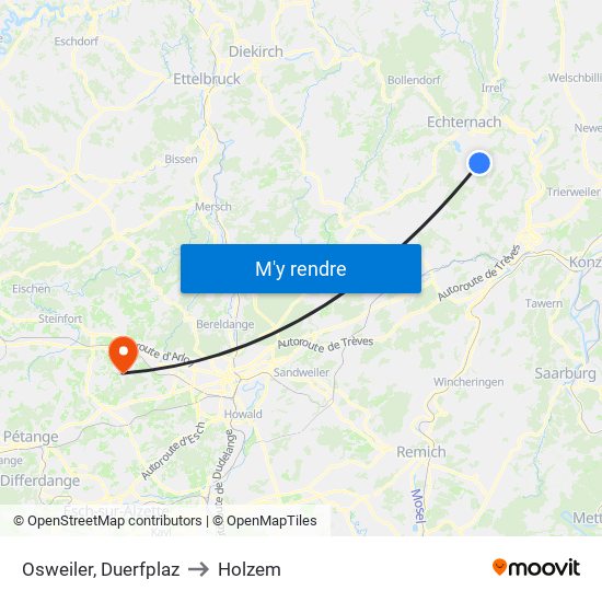 Osweiler, Duerfplaz to Holzem map