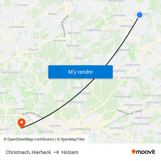 Christnach, Hierheck to Holzem map