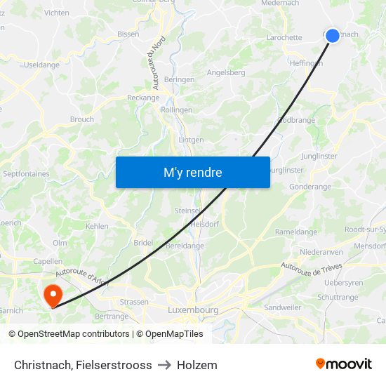 Christnach, Fielserstrooss to Holzem map