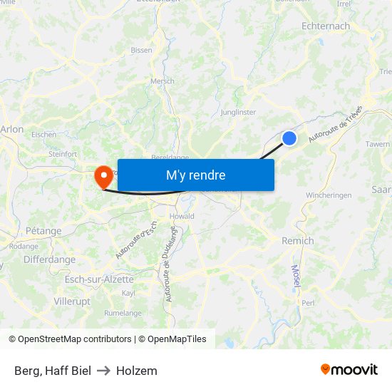 Berg, Haff Biel to Holzem map