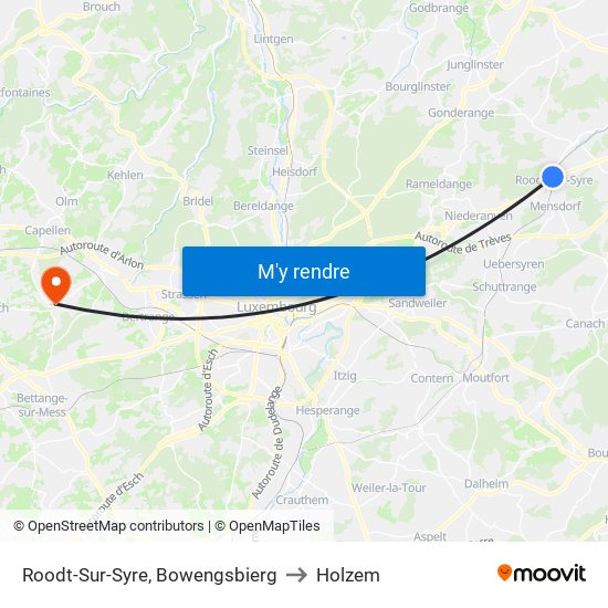 Roodt-Sur-Syre, Bowengsbierg to Holzem map