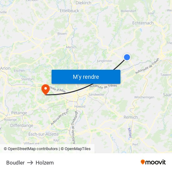 Boudler to Holzem map
