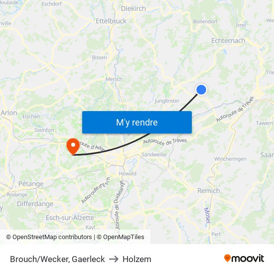 Brouch/Wecker, Gaerleck to Holzem map