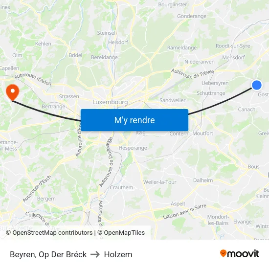 Beyren, Op Der Bréck to Holzem map