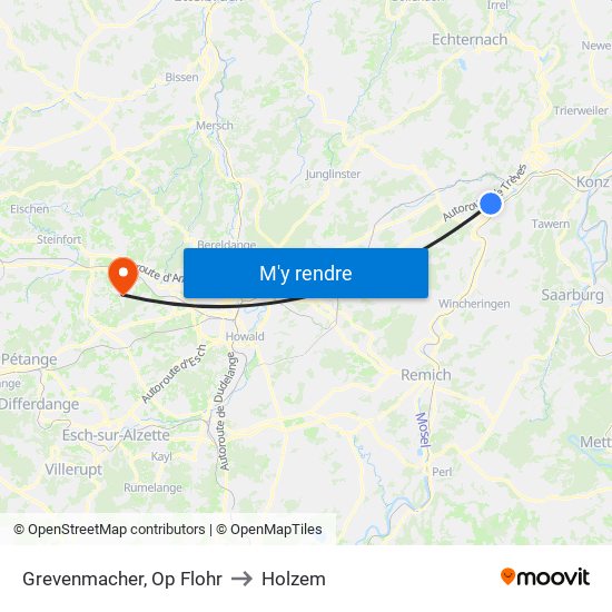 Grevenmacher, Op Flohr to Holzem map