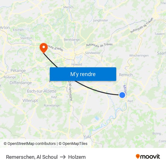 Remerschen, Al Schoul to Holzem map