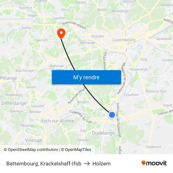 Bettembourg, Krackelshaff-Ifsb to Holzem map