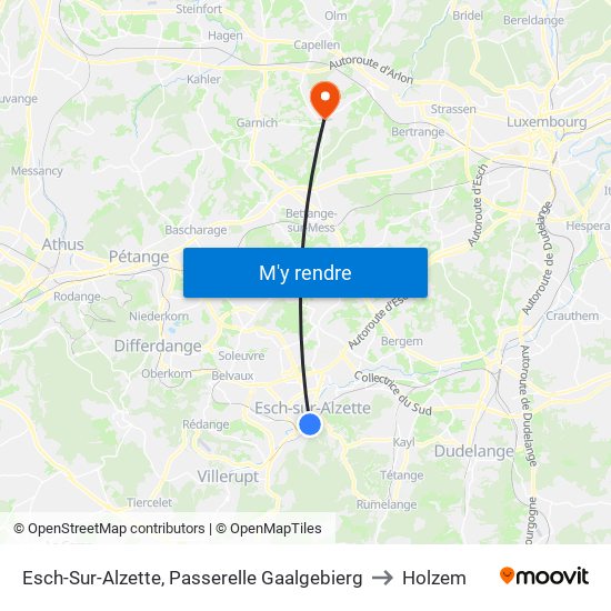 Esch-Sur-Alzette, Passerelle Gaalgebierg to Holzem map