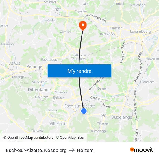 Esch-Sur-Alzette, Nossbierg to Holzem map