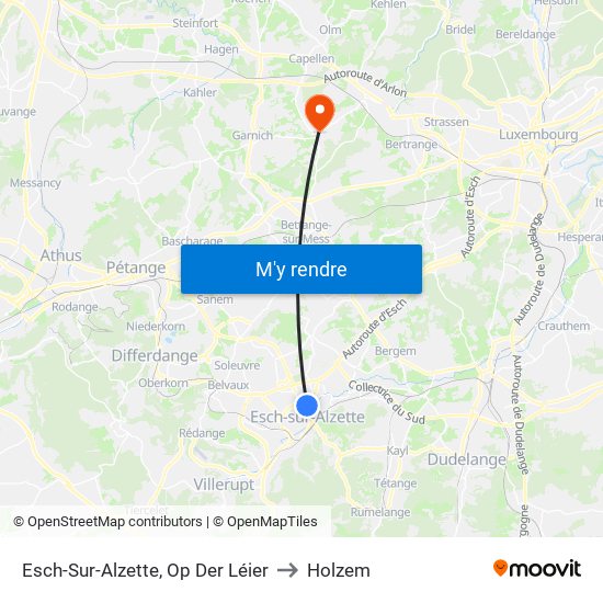 Esch-Sur-Alzette, Op Der Léier to Holzem map