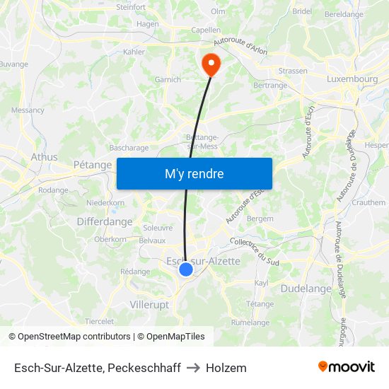 Esch-Sur-Alzette, Peckeschhaff to Holzem map