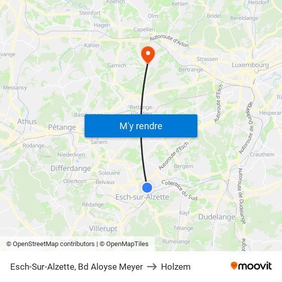 Esch-Sur-Alzette, Bd Aloyse Meyer to Holzem map