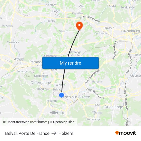 Belval, Porte De France to Holzem map