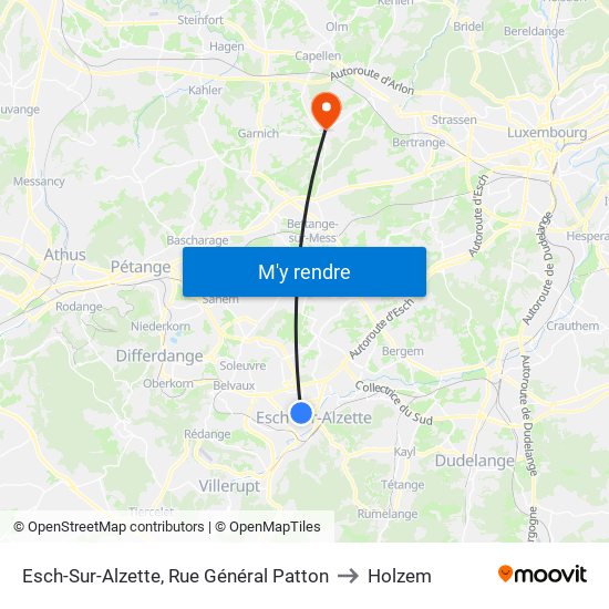Esch-Sur-Alzette, Rue Général Patton to Holzem map