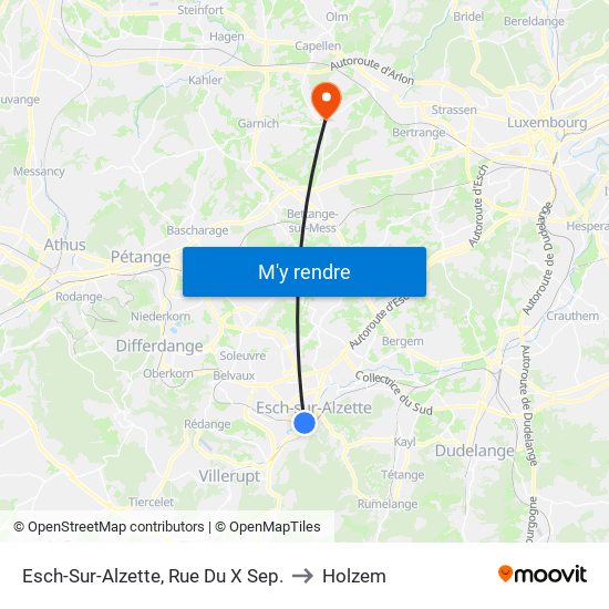 Esch-Sur-Alzette, Rue Du X Sep. to Holzem map