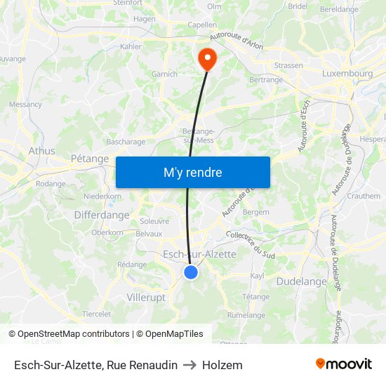 Esch-Sur-Alzette, Rue Renaudin to Holzem map