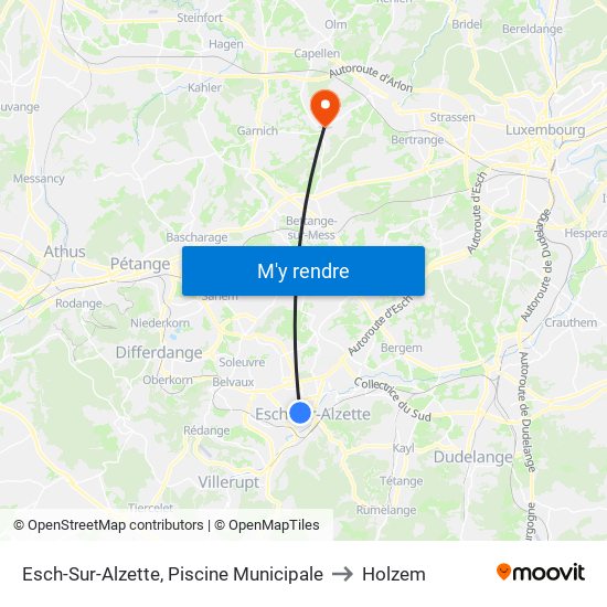 Esch-Sur-Alzette, Piscine Municipale to Holzem map