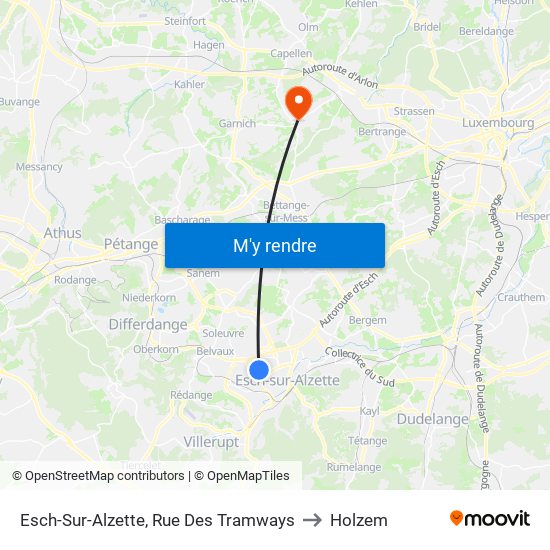 Esch-Sur-Alzette, Rue Des Tramways to Holzem map