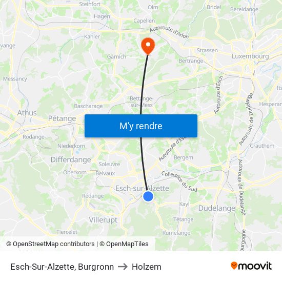 Esch-Sur-Alzette, Burgronn to Holzem map