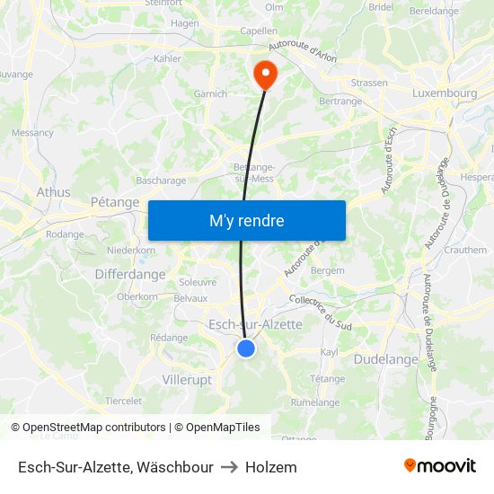 Esch-Sur-Alzette, Wäschbour to Holzem map