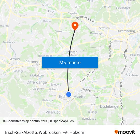Esch-Sur-Alzette, Wobrécken to Holzem map