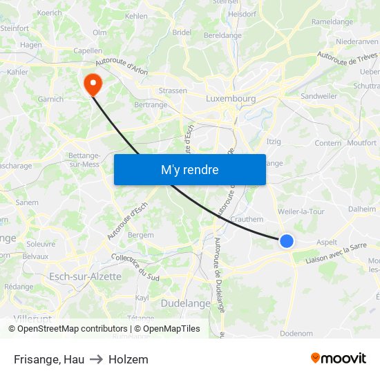 Frisange, Hau to Holzem map