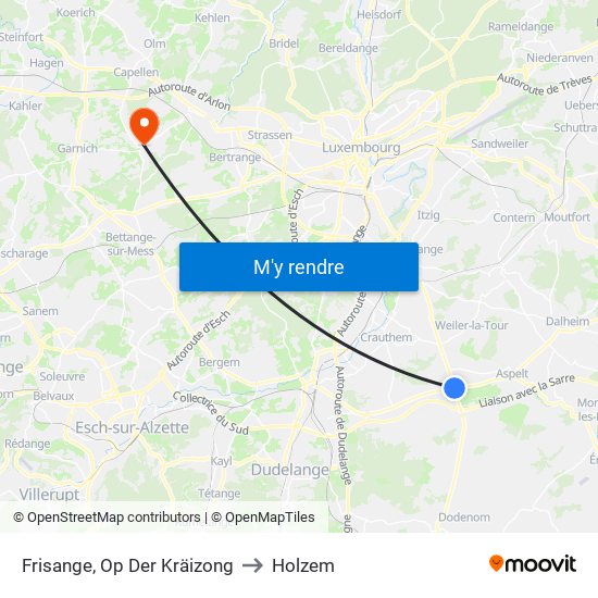 Frisange, Op Der Kräizong to Holzem map