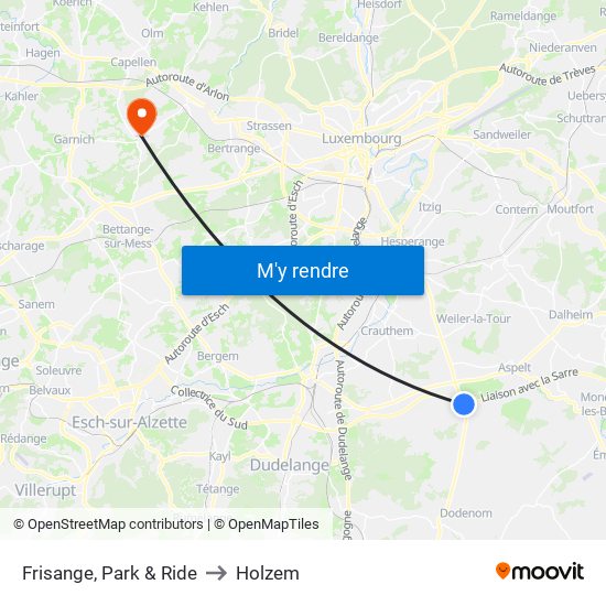 Frisange, Park & Ride to Holzem map