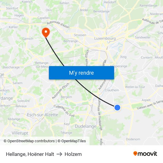 Hellange, Hoëner Halt to Holzem map