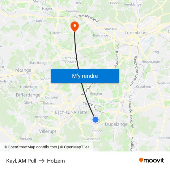 Kayl, AM Pull to Holzem map